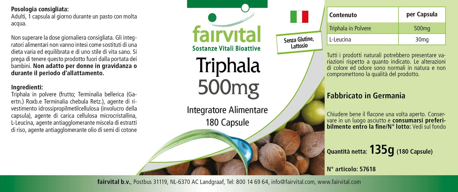 FAIRVITAL Triphala 500 mg 180 capsule ayurvedica
