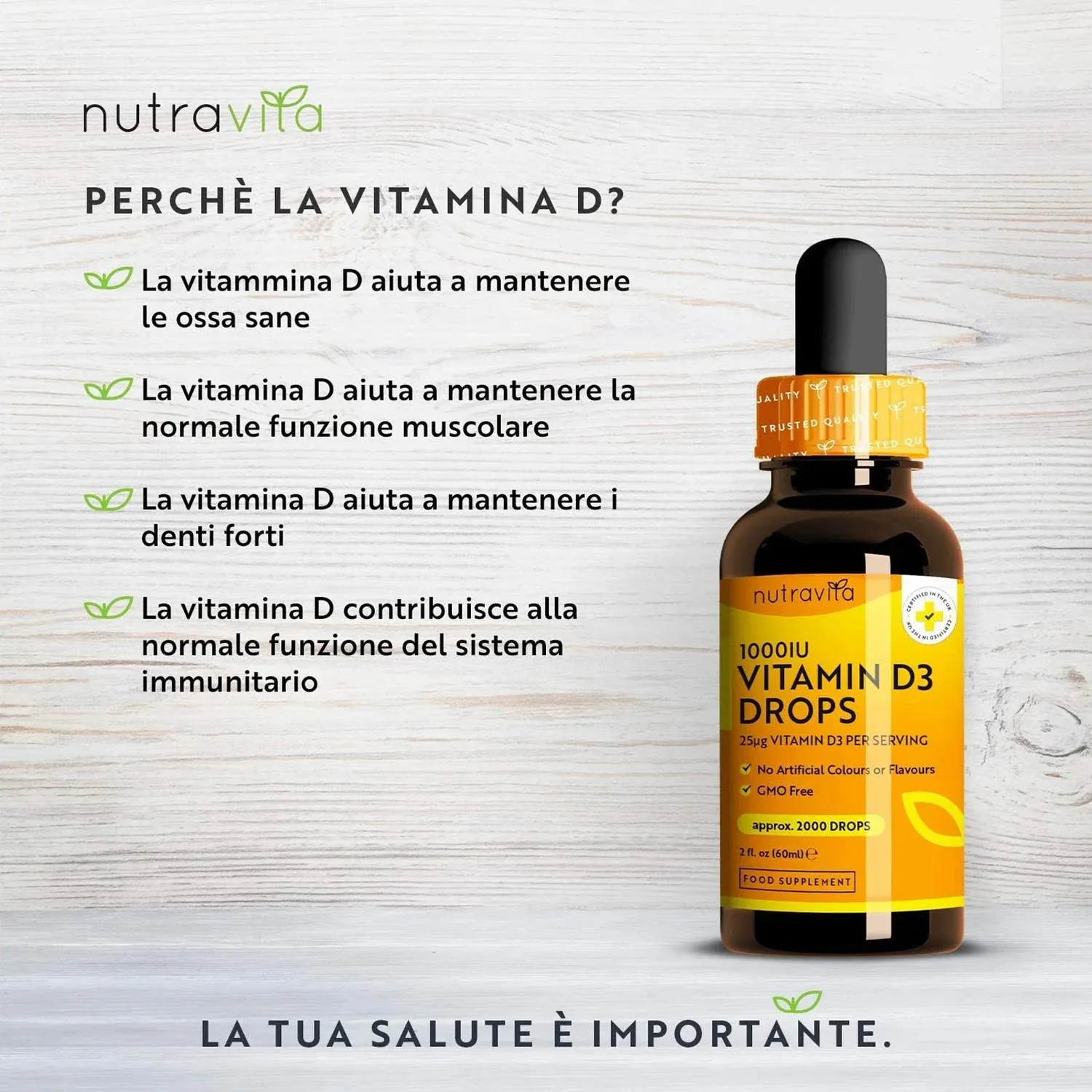 Nutravita Vitamina D3 Gocce 2000 gocce immunita ossa