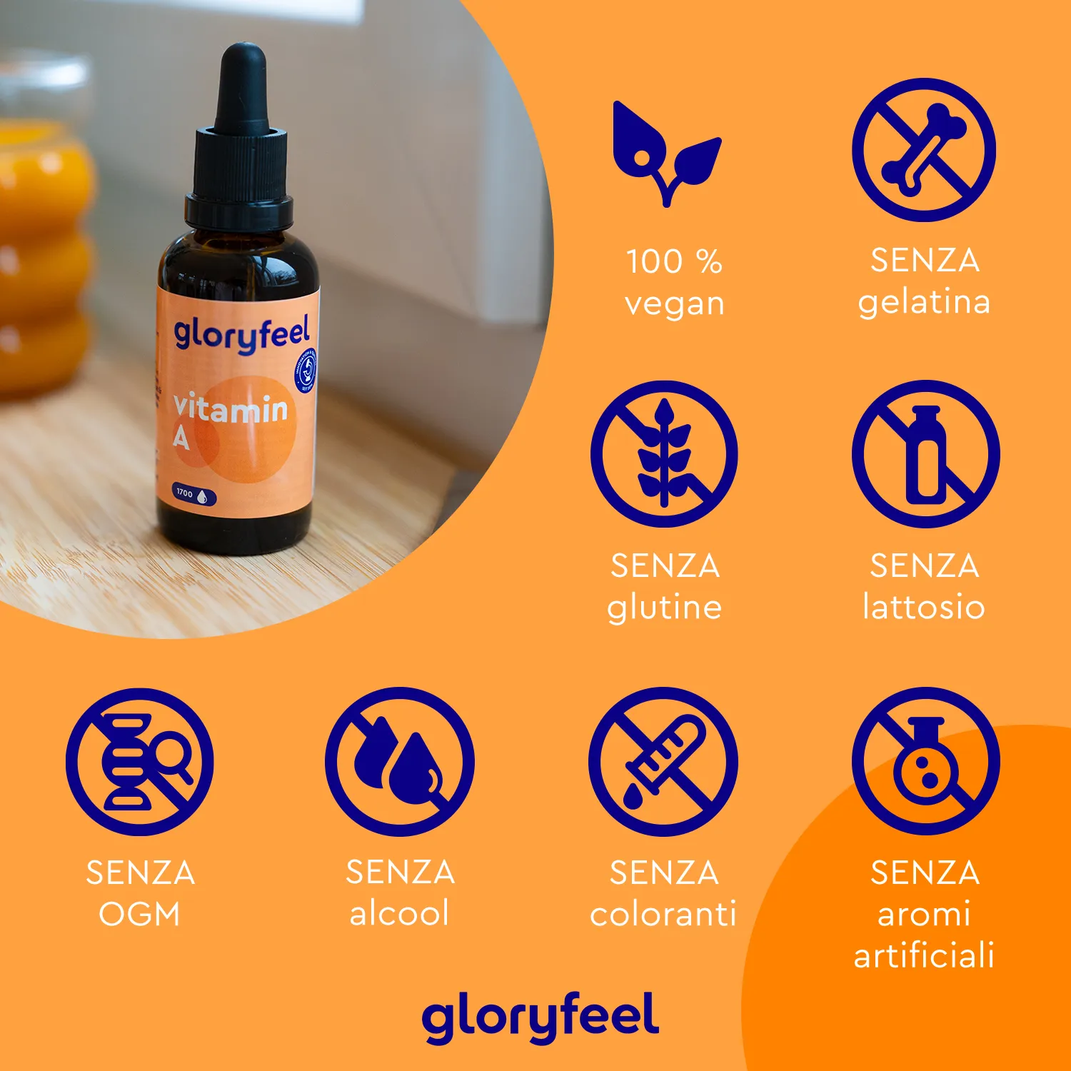 gloryfeel Vitamina A gocce 50 ml vegane