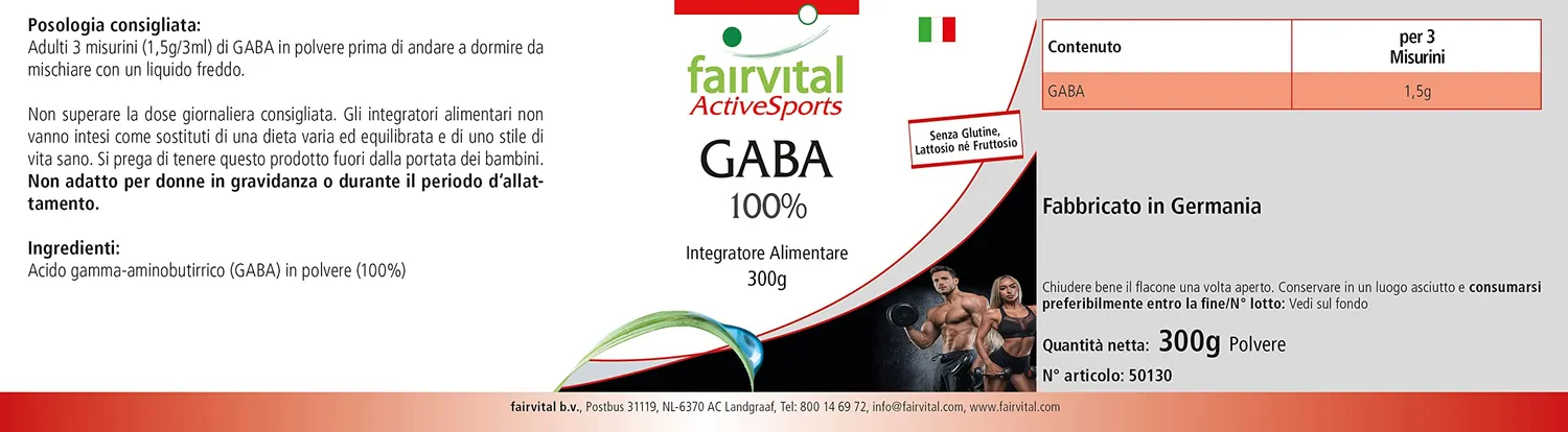 Fairvital GABA puro polvere 300 g acido gamma-aminobutirrico