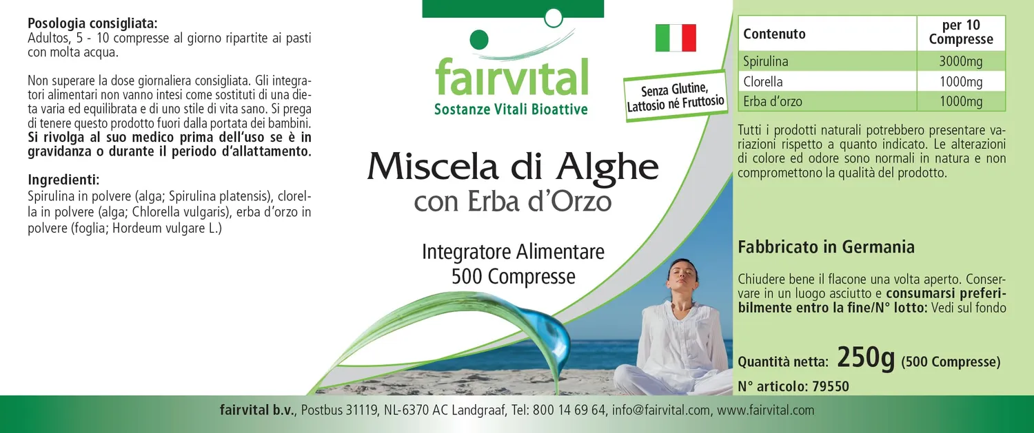 Fairvital Alghe Mix compresse 500 con spirulina vegane