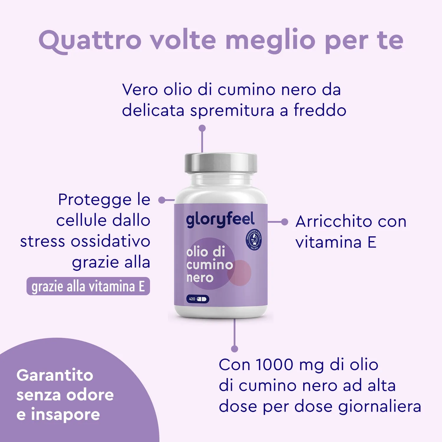 Gloryfeel Olio di Cumino Nero capsule con vitamina E