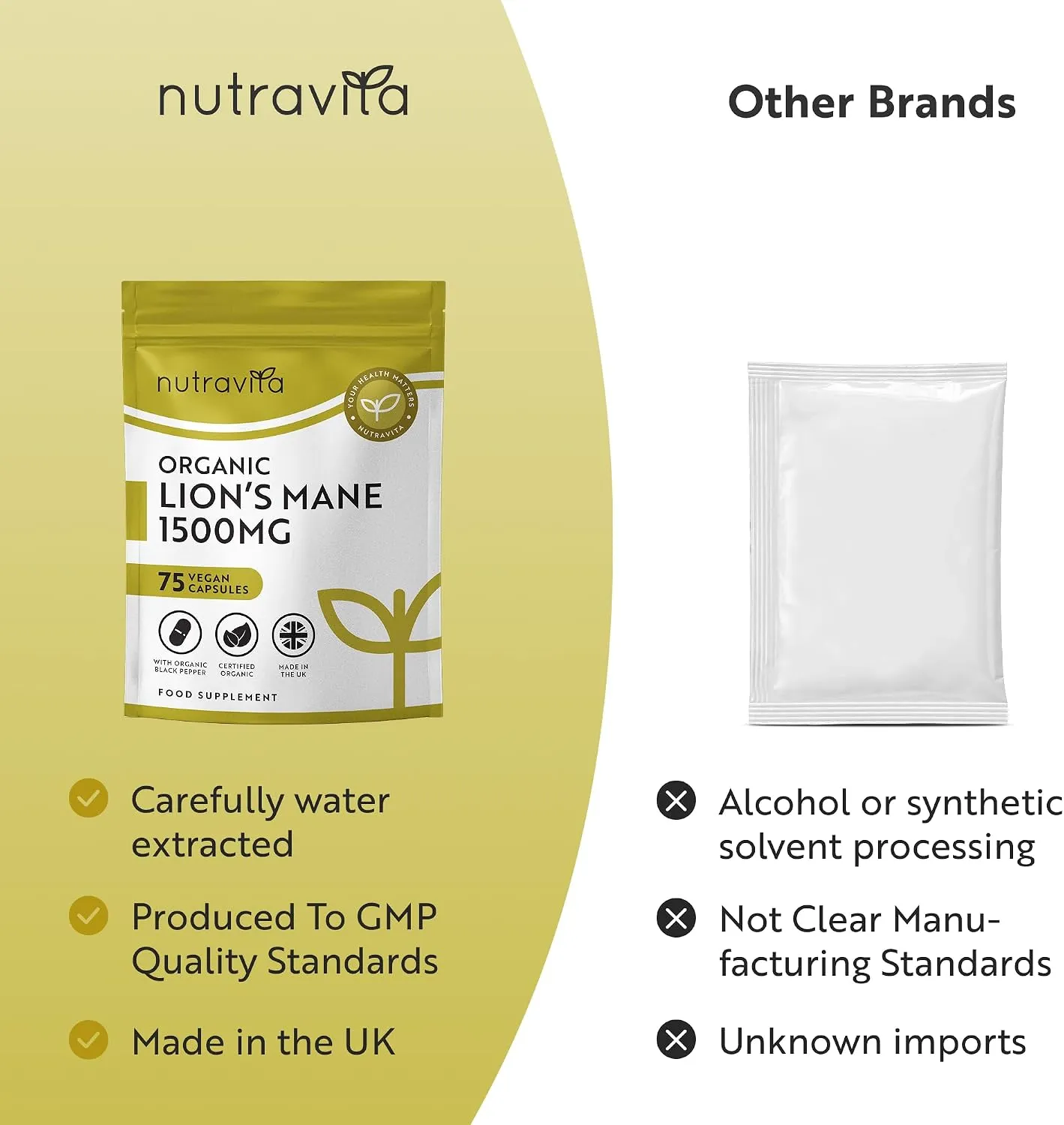 Nutravita Lion's Mane integratore 75 capsule biologico 1500mg