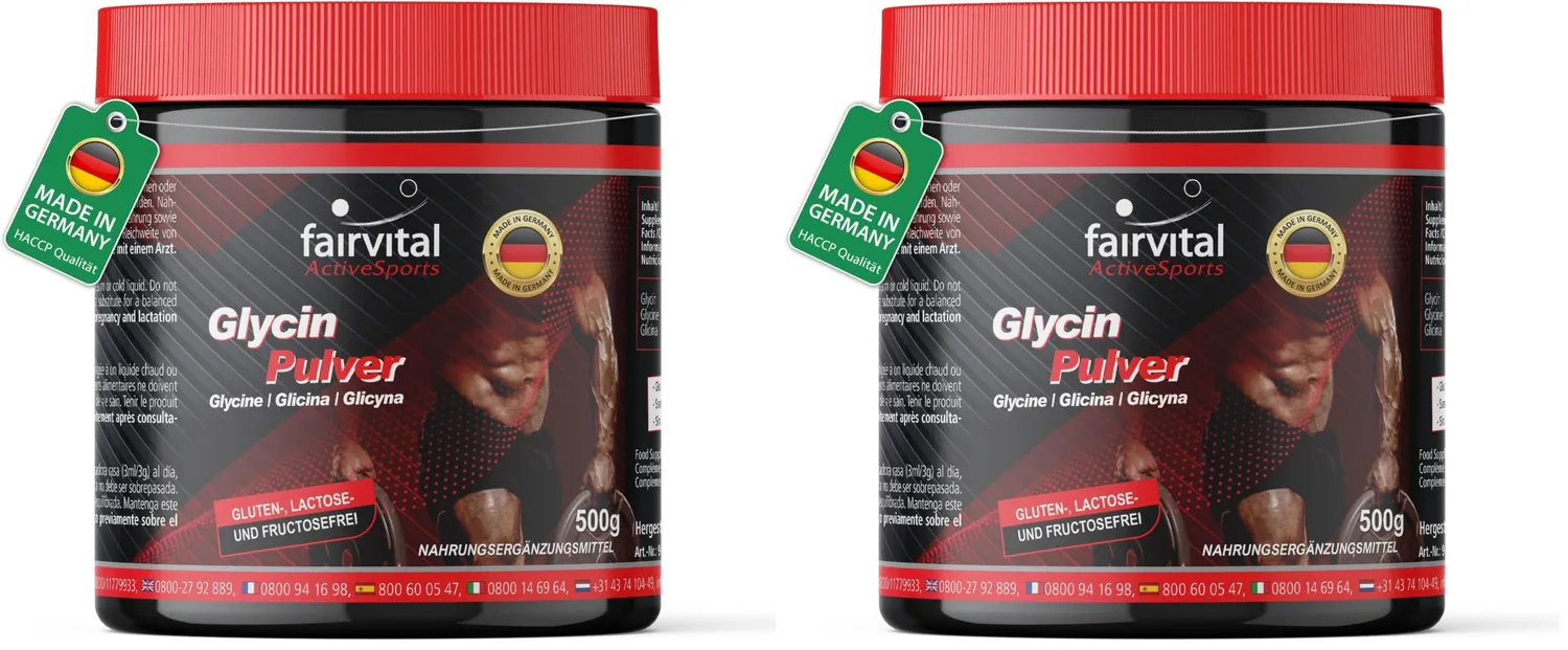 Fairvital Glicina Polvere Vegana 500 g pura senza additivi