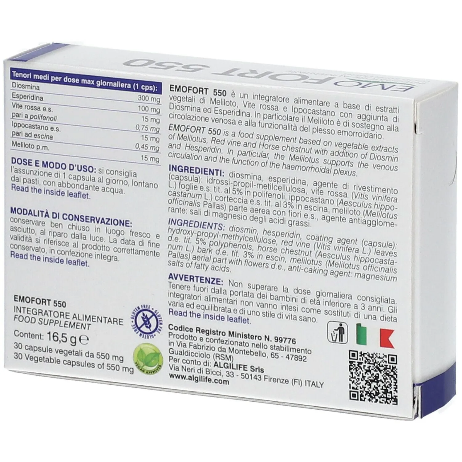Algilife EmoFort 550 integratore 30 capsule vene