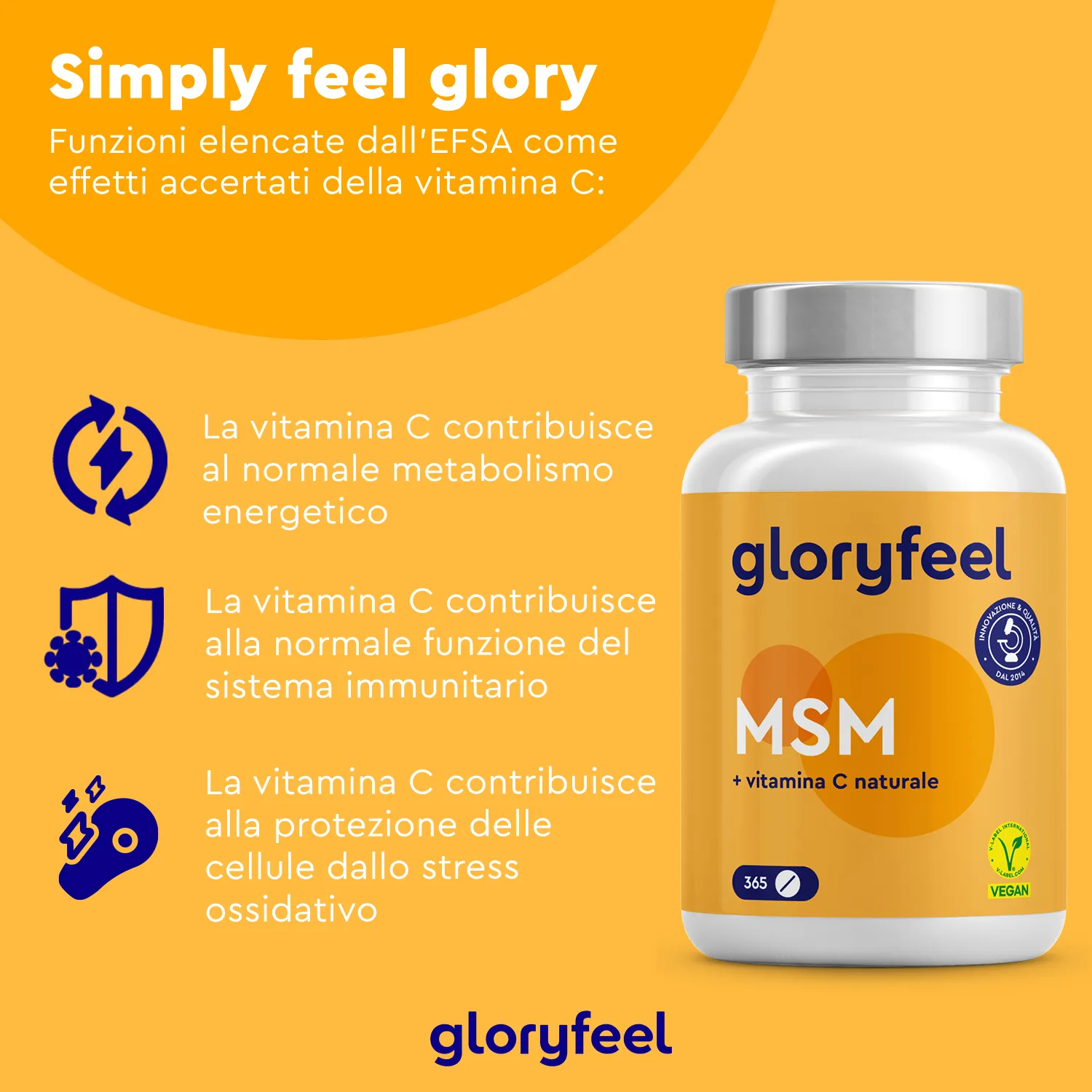 gloryfeel MSM Zolfo compresse 365 con vitamina C