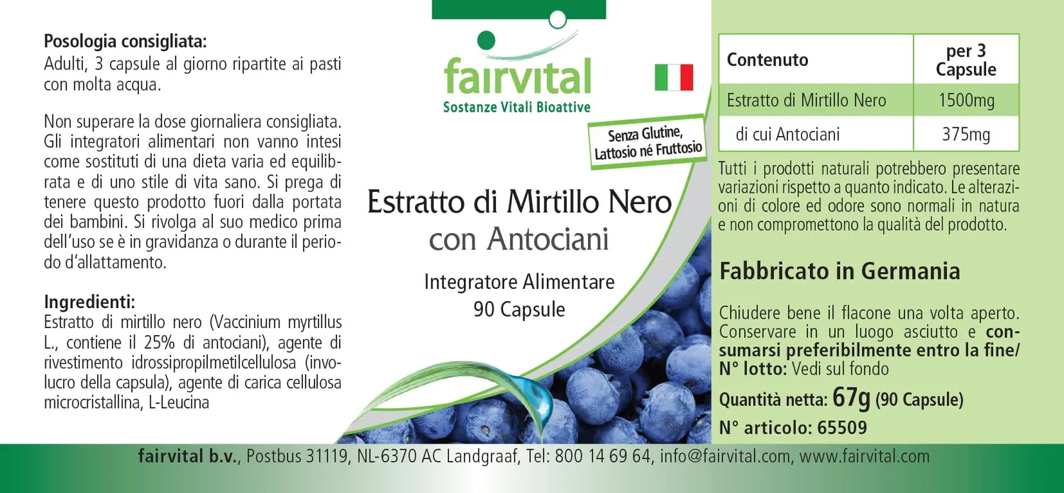 Fairvital Mirtillo estratto capsule 90 capsule 25% antociani