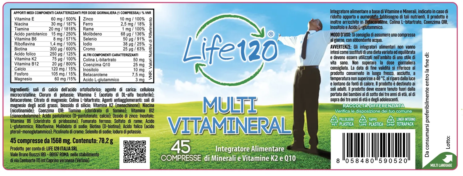 Life 120 Multivitaminico compresse 45 compresse con minerali