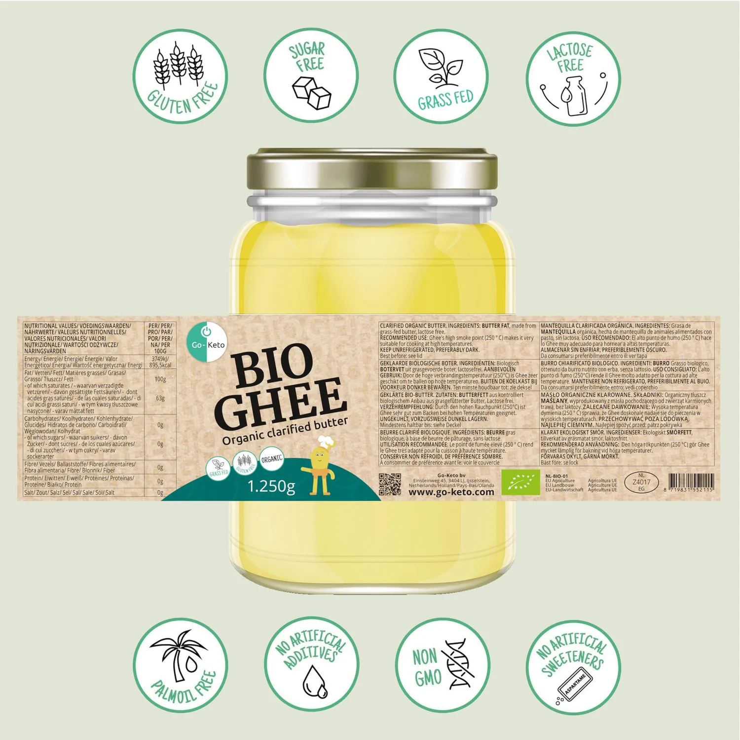Go-Keto Bio Ghee burro chiarificato 1250 g senza lattosio