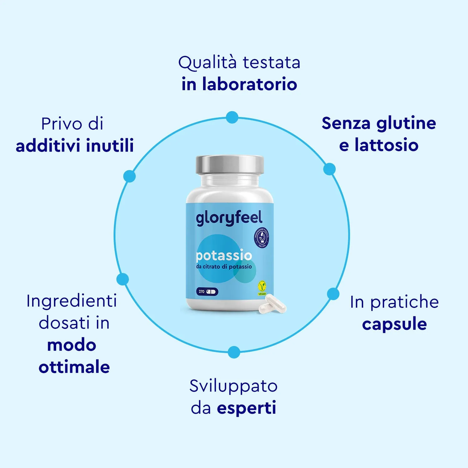 gloryfeel Potassio capsule 270 citrato per muscoli