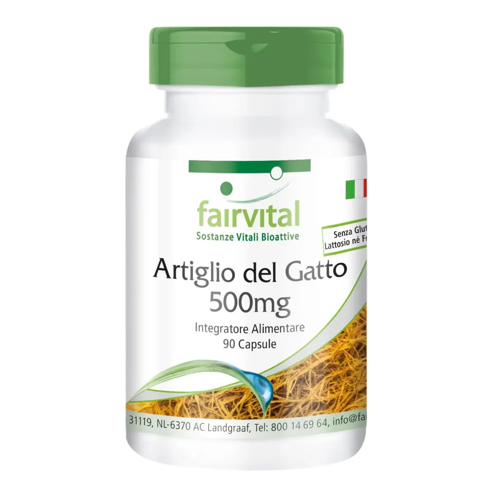 FAIRVITAL Artiglio di Gatto 500 mg capsule 90 vegane dosaggio