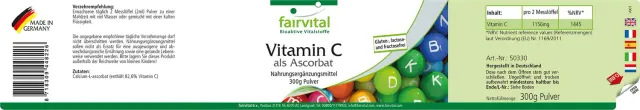 Fairvital Vitamina C polvere 300 g ascorbato calcio tamponata