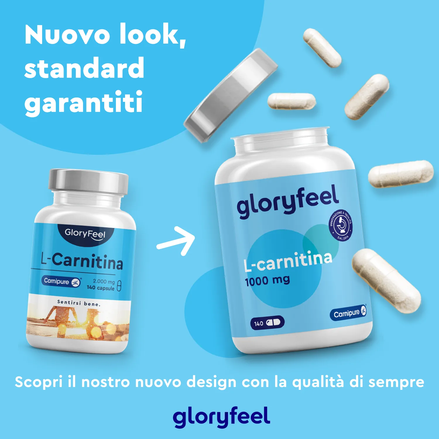 Gloryfeel L-Carnitina 1000mg capsule 140 capsule vegane