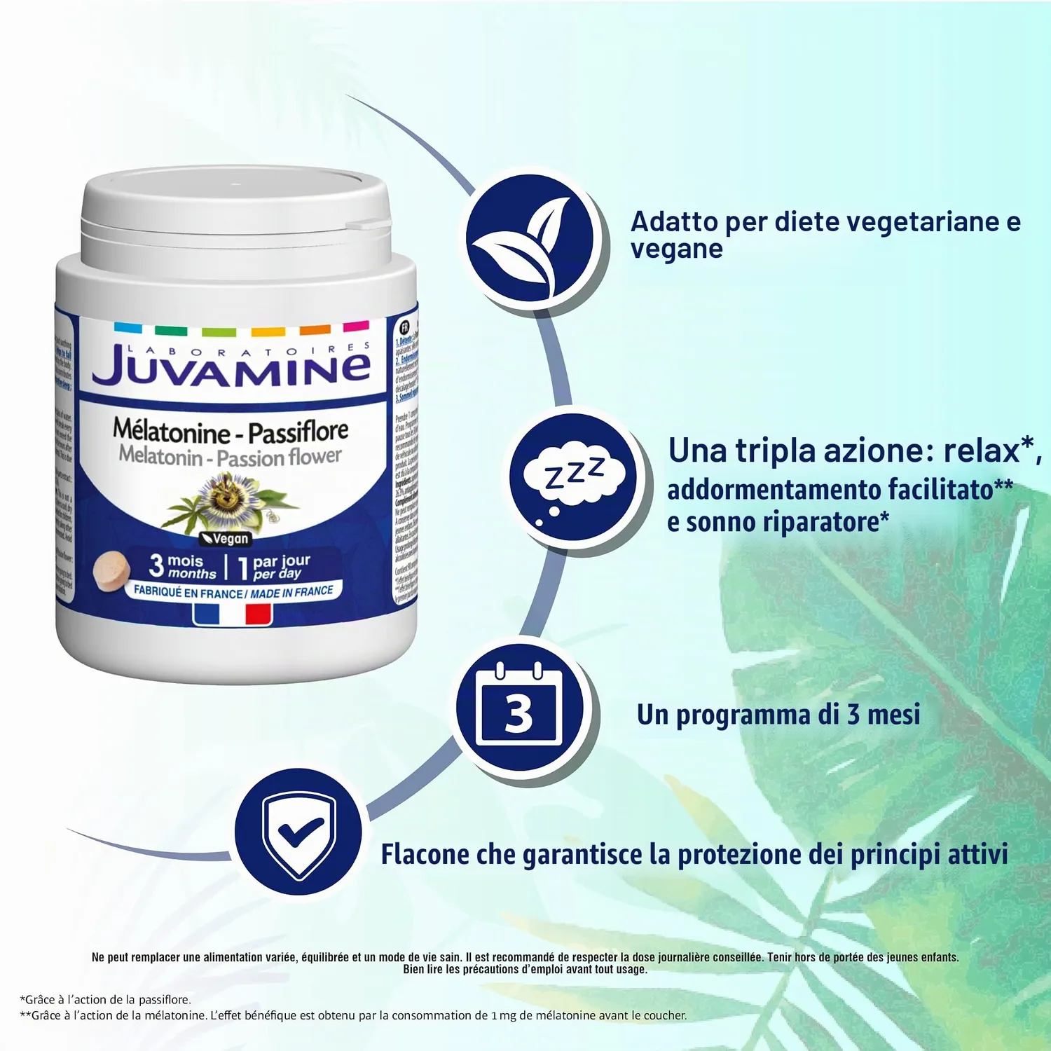 Juvamine Melatonina Passiflora Compresse 3 Mesi Sonno