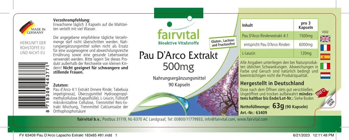fairvital Lapacho estratto 500 mg 90 capsule Pau D’Arco