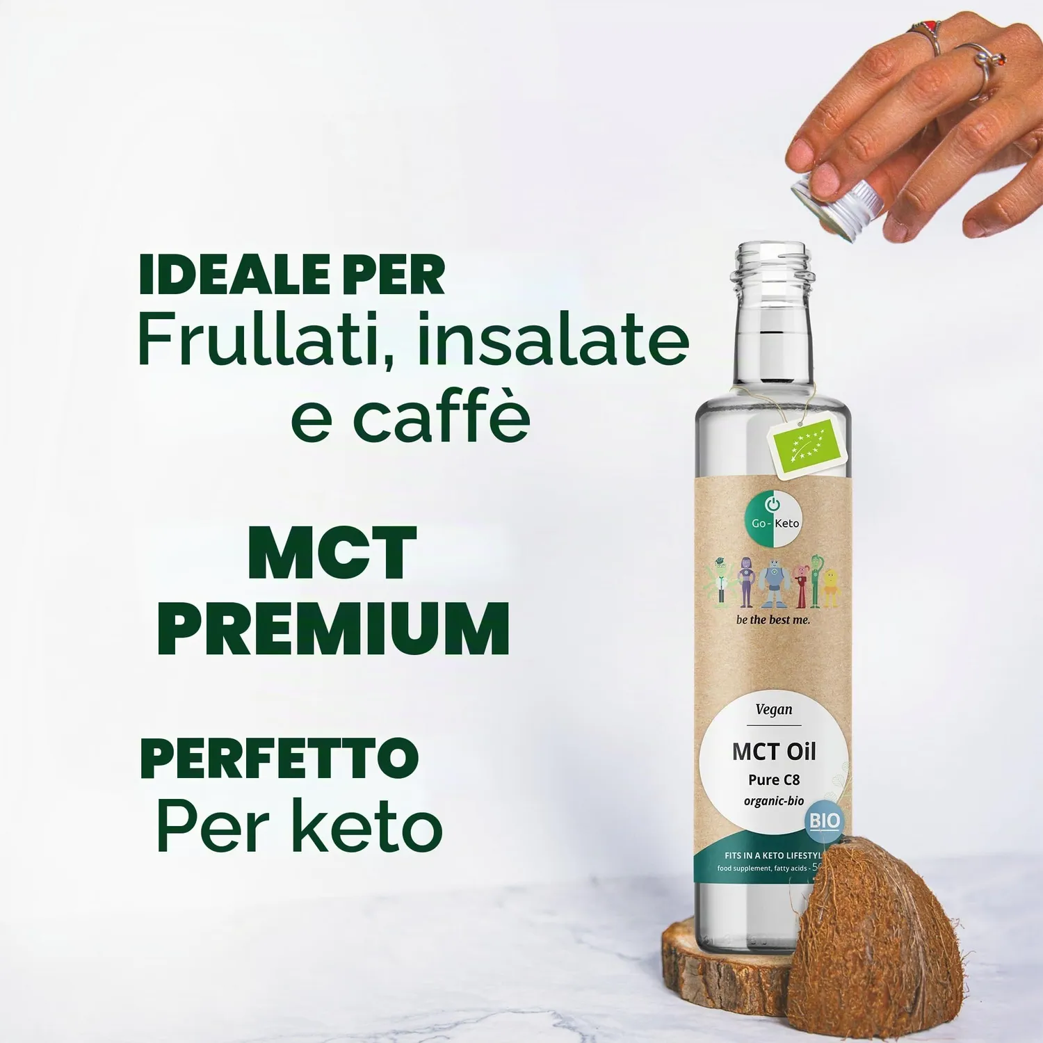 Go-Keto Olio MCT C8 Bio 500 ml Cocco Keto Vegano