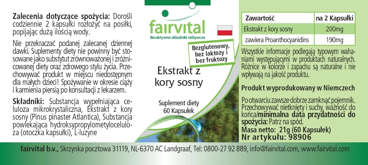 Fairvital Corteccia Pino 100 mg capsule 180 pezzi OPC