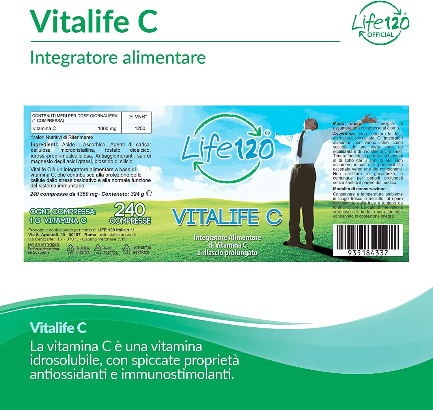 Life 120 Vitalife C compresse 240 pezzi rilascio prolungato