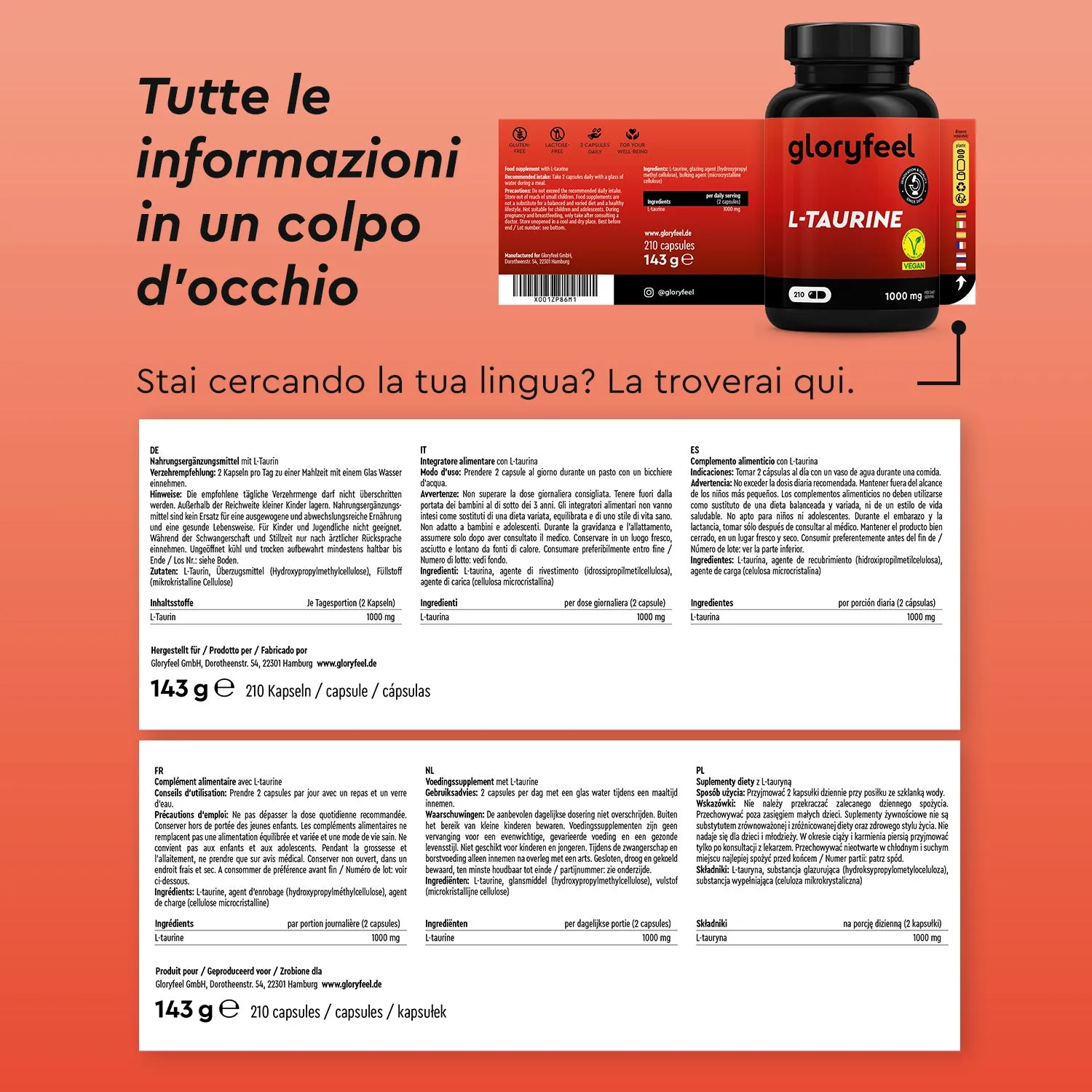 gloryfeel Taurina capsule L-taurina sport
