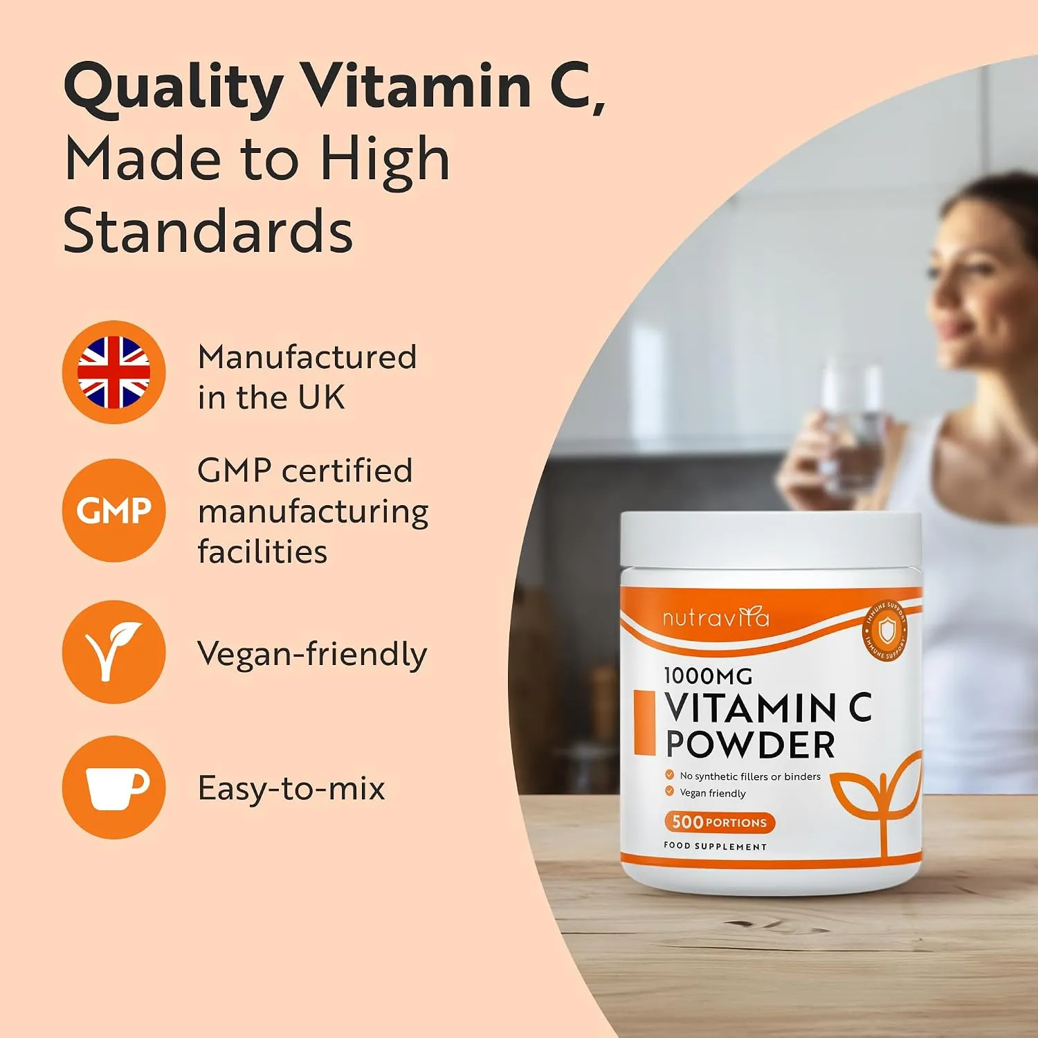Nutravita Vitamina C 1000 mg Polvere 500 g 500 Porzioni