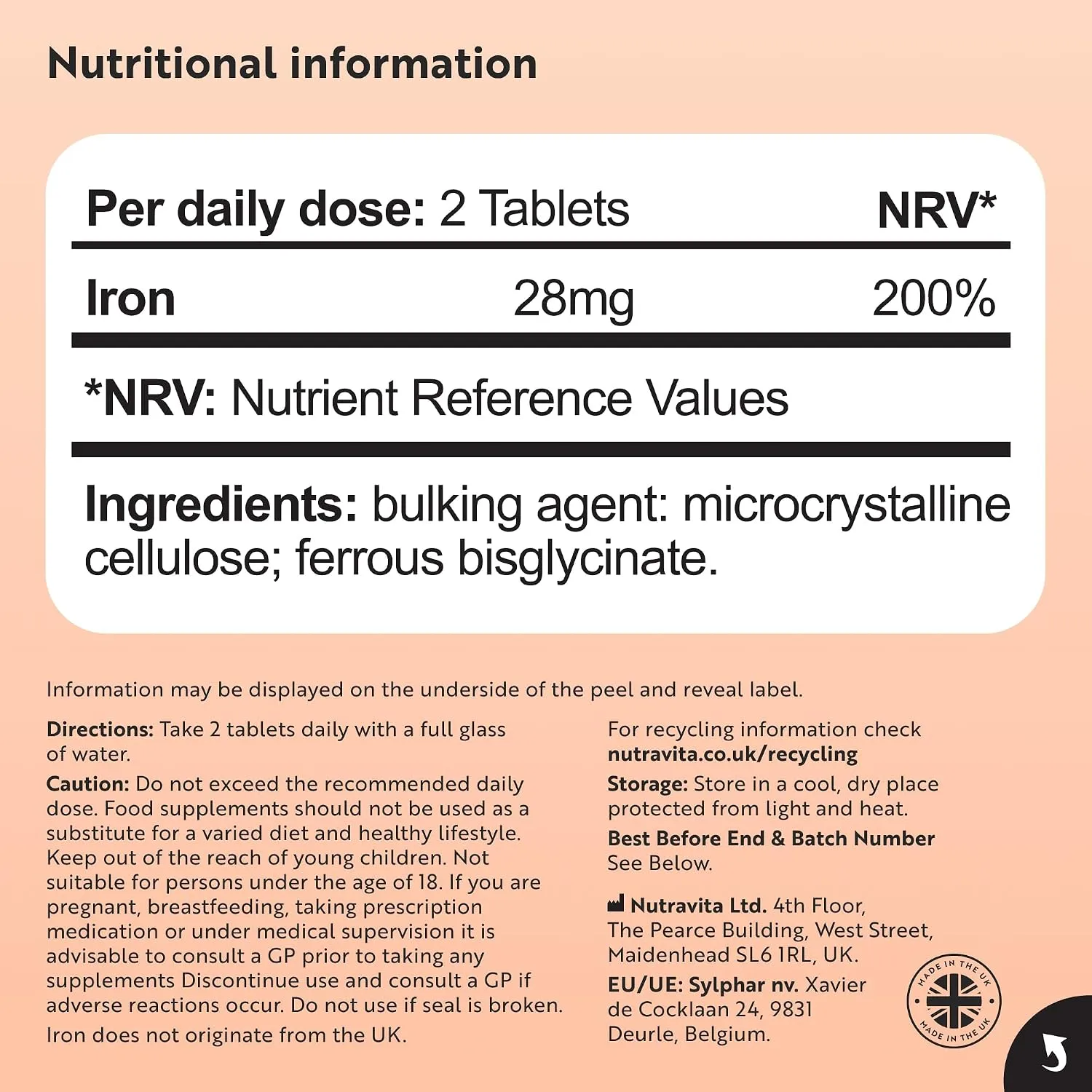 Nutravita Ferro Bisglicinato 28mg compresse vegane 180 pz
