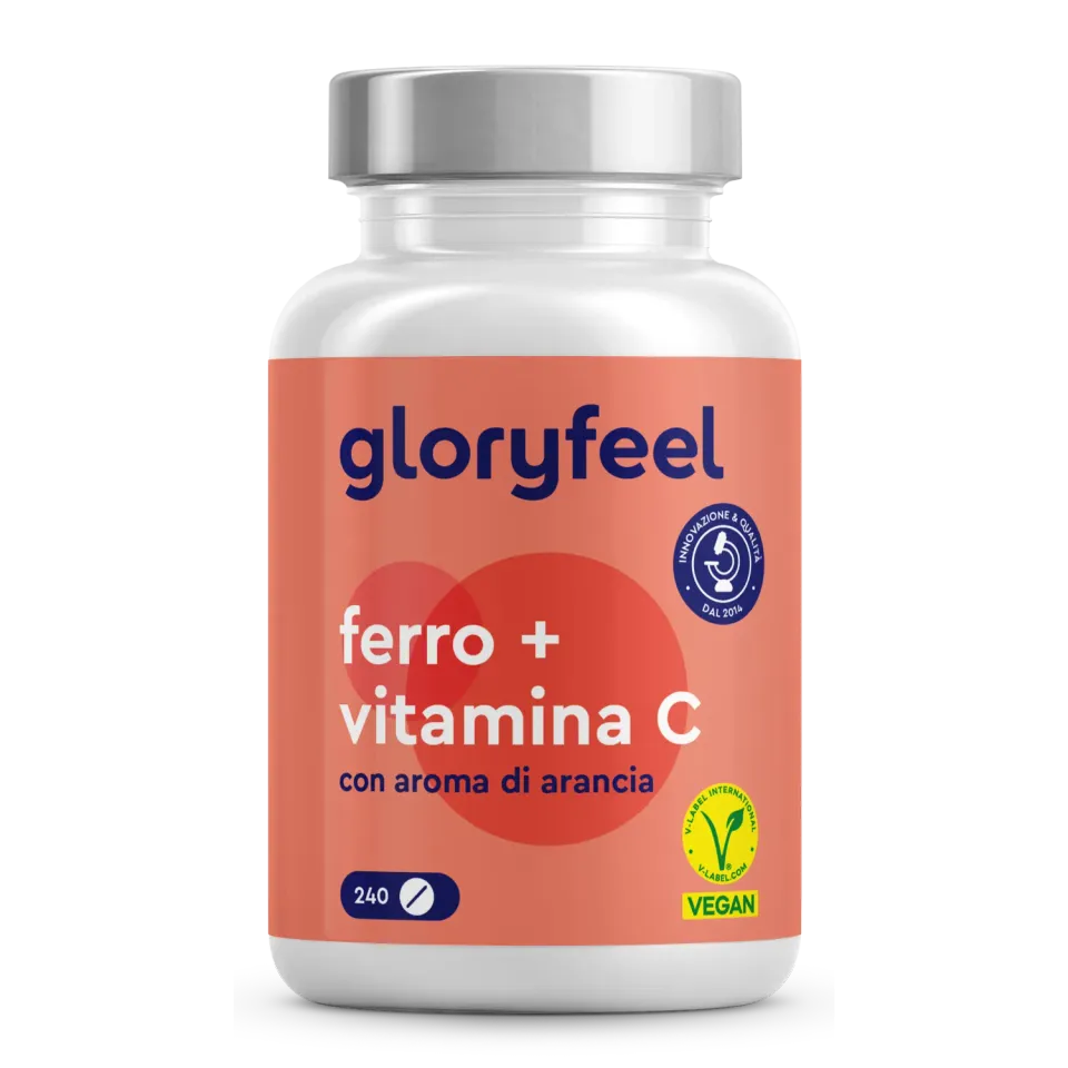 gloryfeel Ferro con Vitamina C integratore 240 compresse arancia