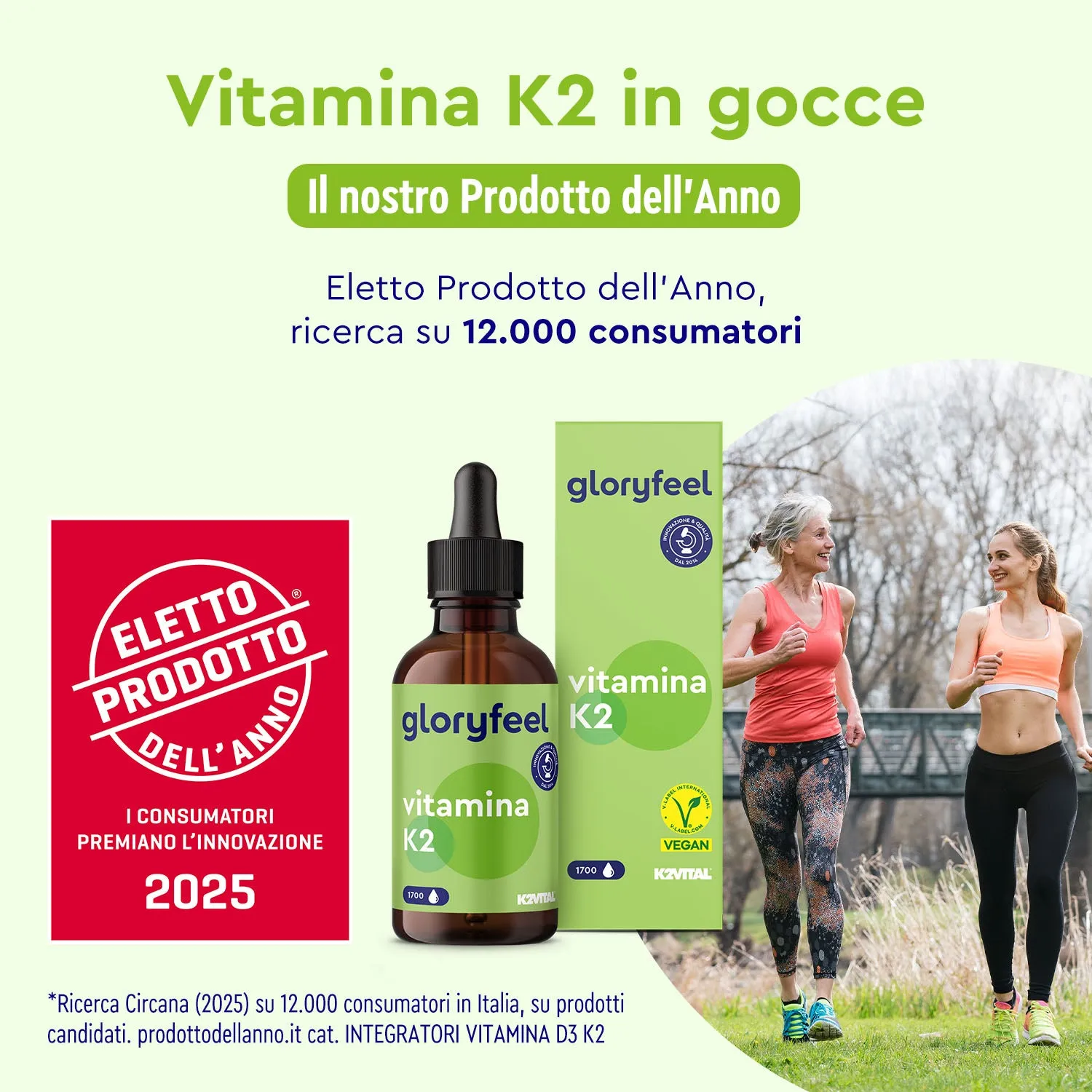 gloryfeel Vitamina K2 MK7 gocce vegane all-trans