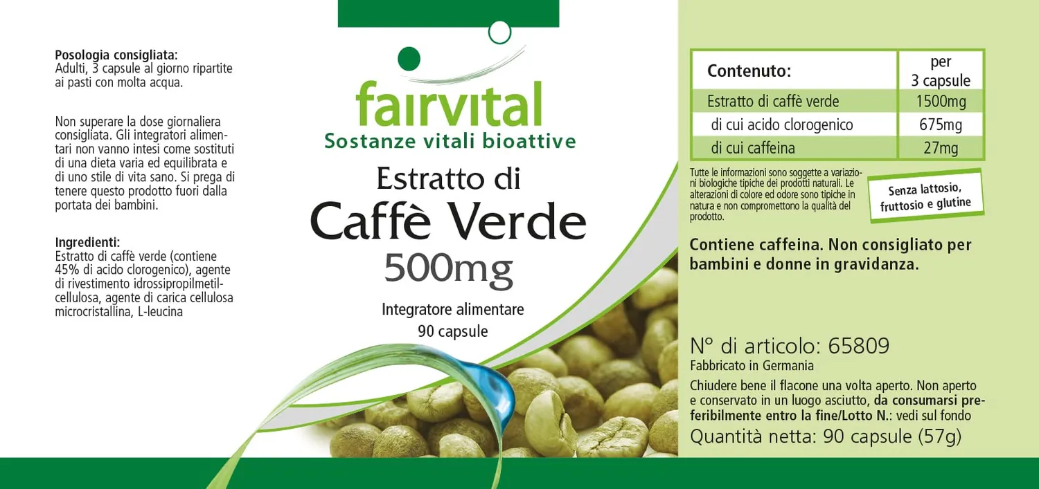 Fairvital Caffè Verde 500 mg 90 capsule acido clorogenico