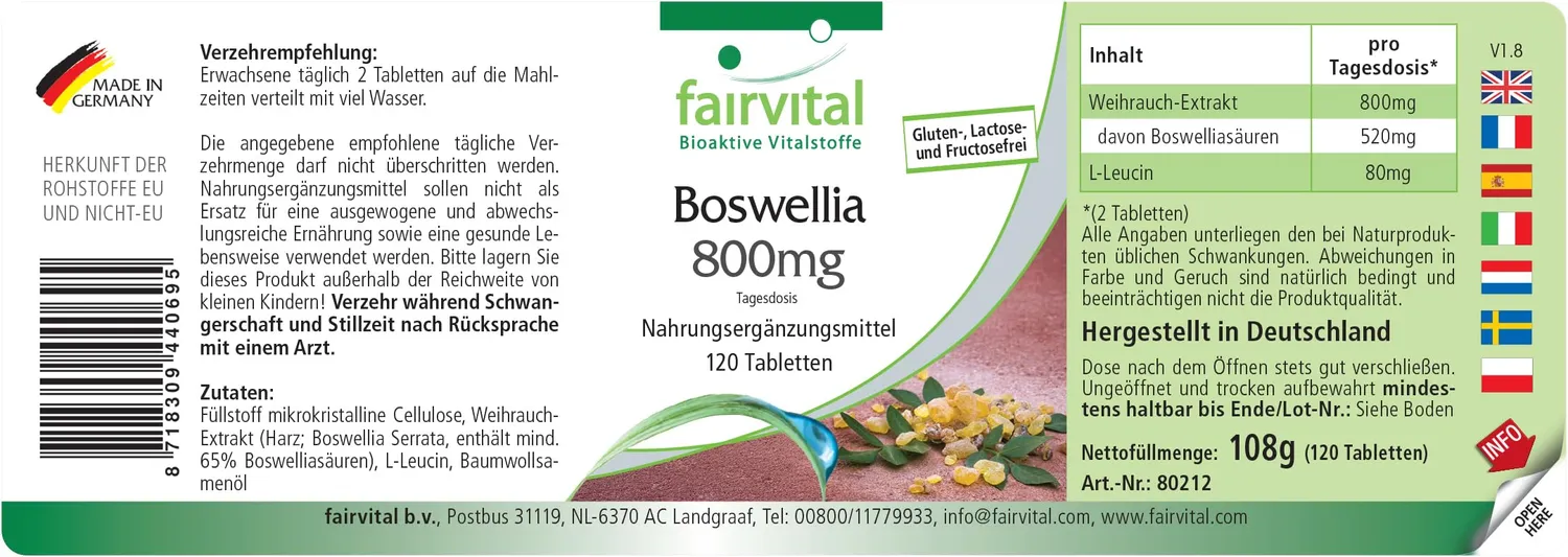 FAIRVITAL Boswellia Serrata 800 mg compresse 360 65% boswellici