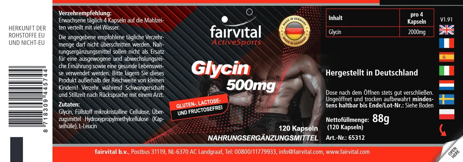 fairvital Glicina 500 mg capsule 120 capsule vegane alto dosaggio