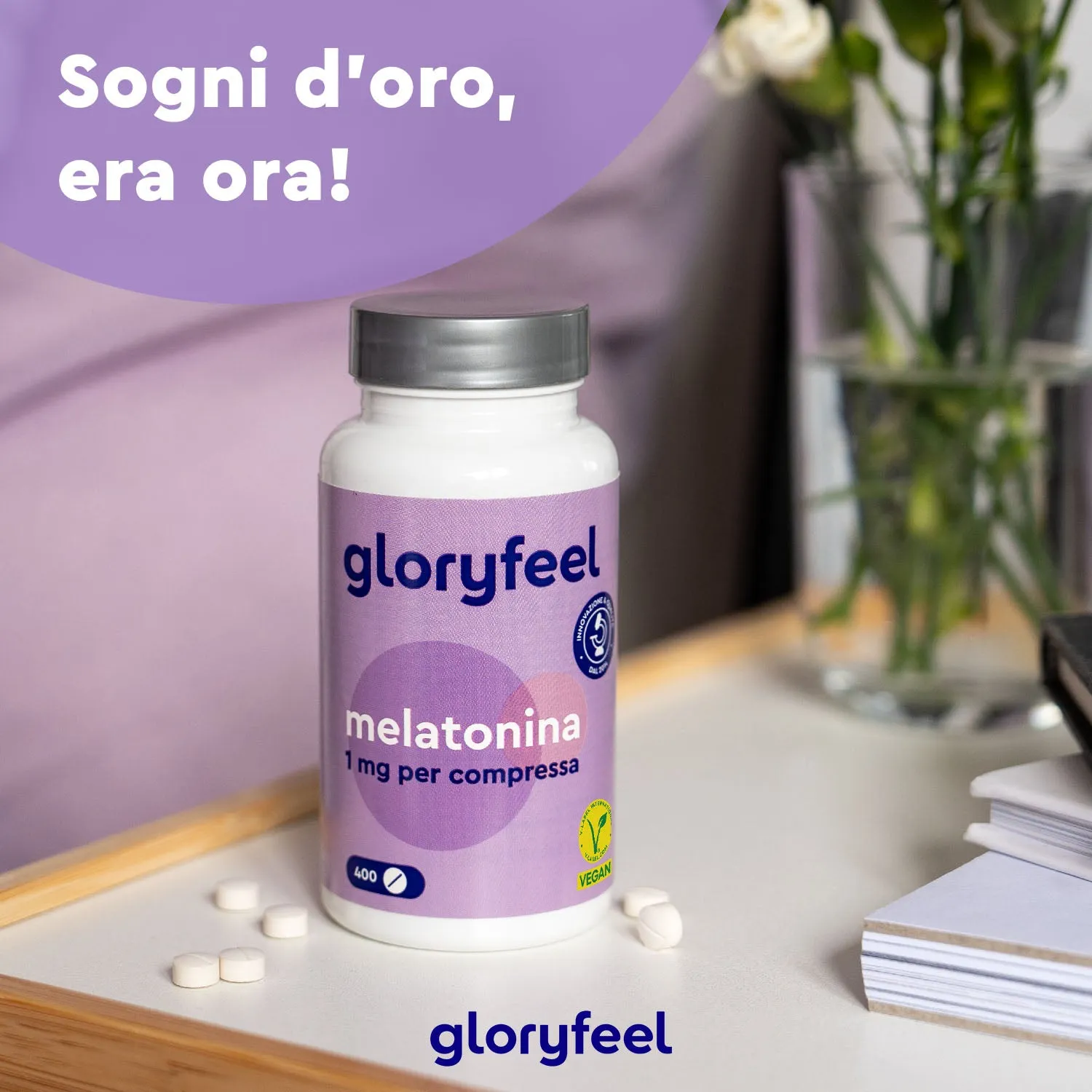 Gloryfeel Melatonina 1 mg compresse 400 pezzi vegan