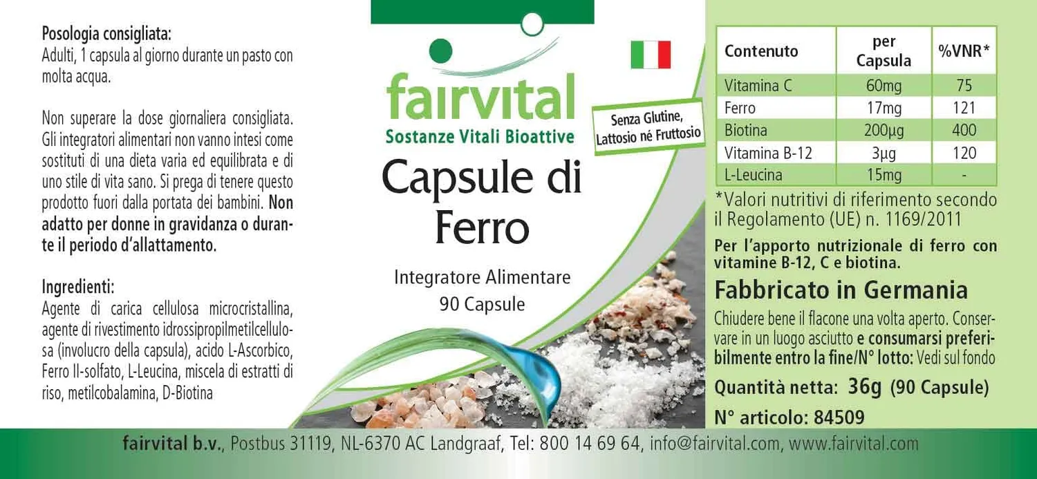 Fairvital Ferro con Vitamina C 90 capsule vegane