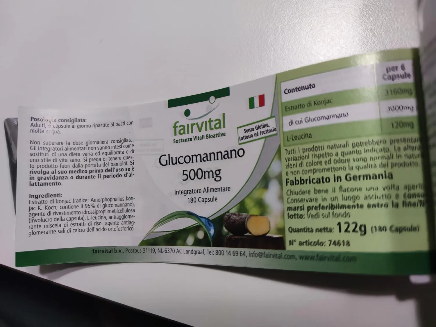 Fairvital Glucomannano 3000 mg capsule 180 pz alto dosaggio