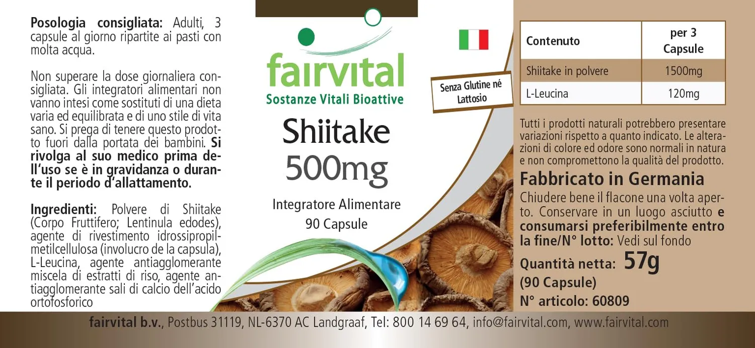 Fairvital Shiitake 500 mg capsule 90 pz alto dosaggio