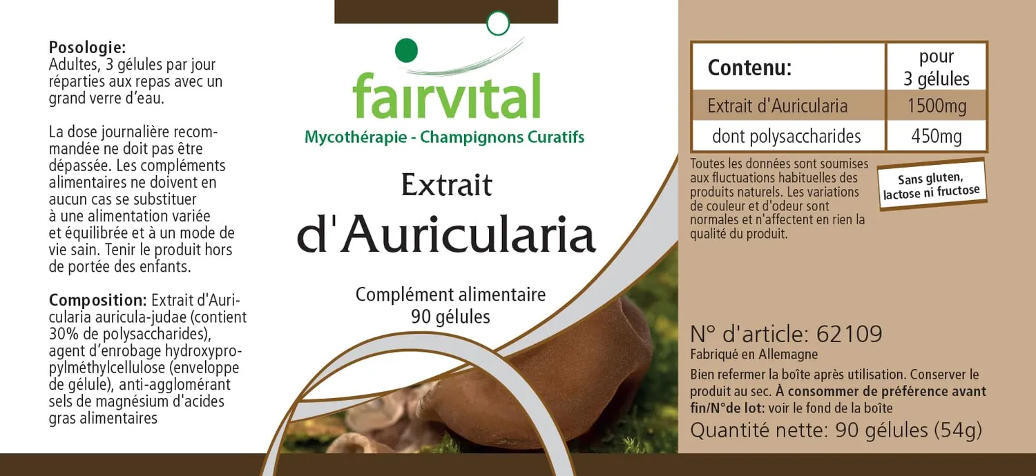 FAIRVITAL Auricularia estratto 500 mg 90 capsule 30% polisaccaridi