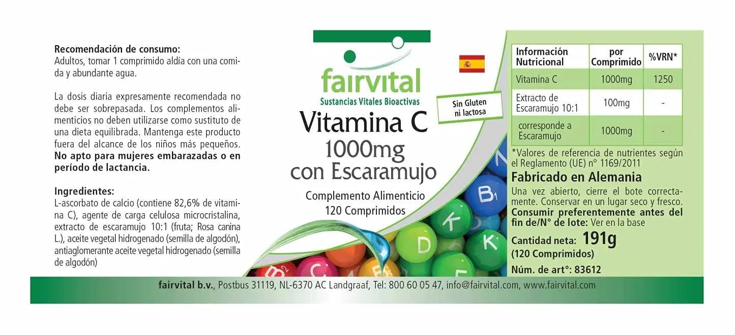 Fairvital Vitamina C 1000 mg compresse 500 pezzi con rosa canina