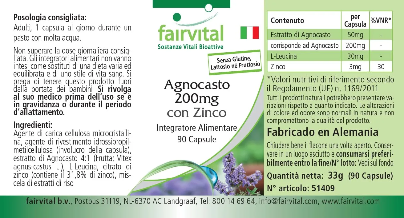 Fairvital Agnocasto 200 mg Zinco capsule 90 pezzi donna