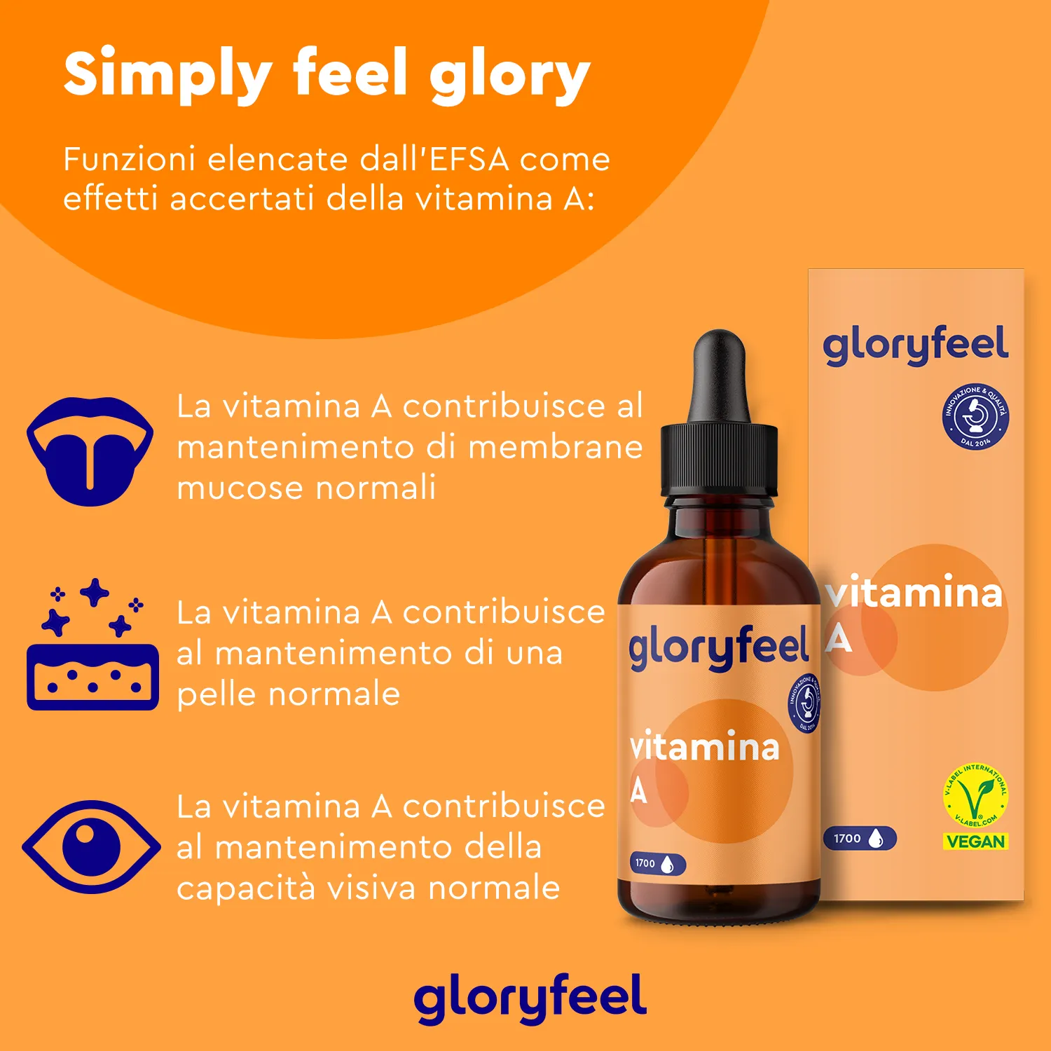 gloryfeel Vitamina A gocce 50 ml vegane