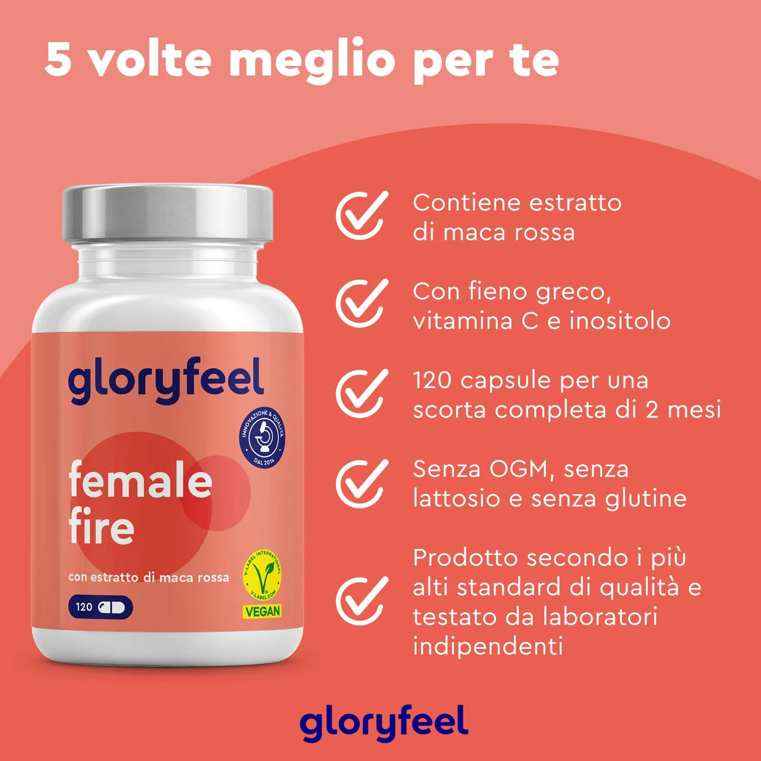 gloryfeel Female Fire Maca Rossa capsule equilibrio ormonale