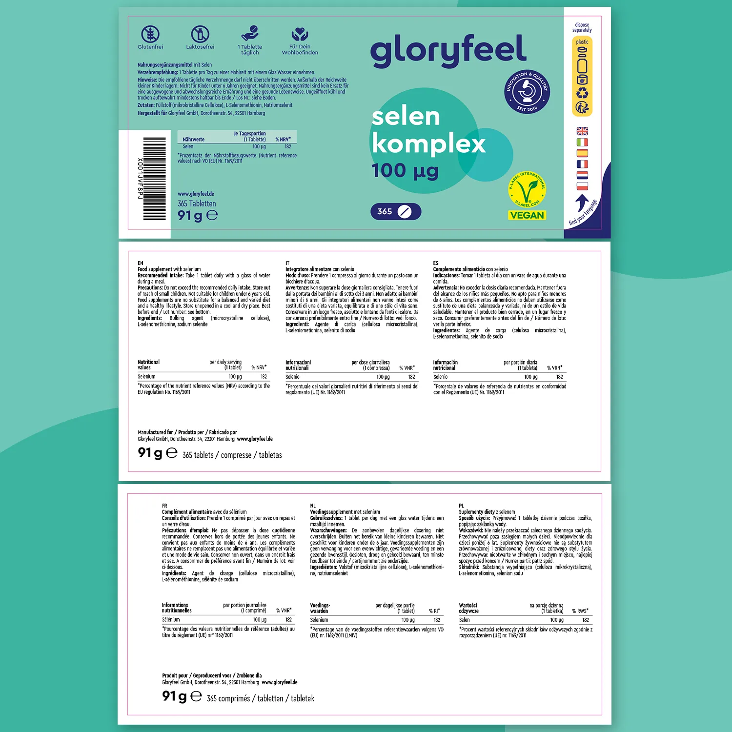 gloryfeel Selenio Complex 365 compresse vegane