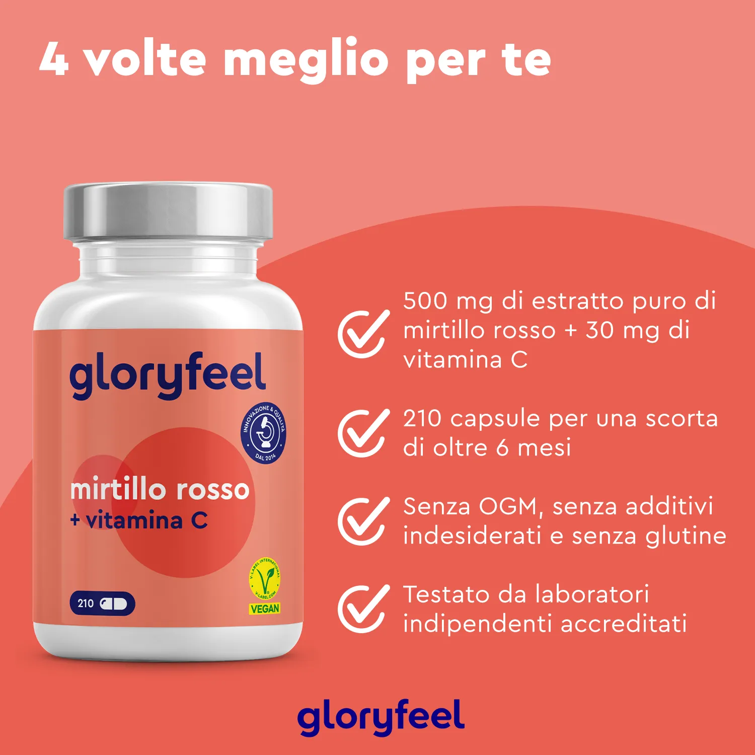 gloryfeel Cranberry + Vitamina C Capsule 210 pezzi Vie Urinarie