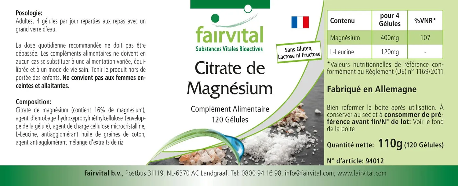 fairvital Magnesio citrato 100 mg 120 capsule vegano