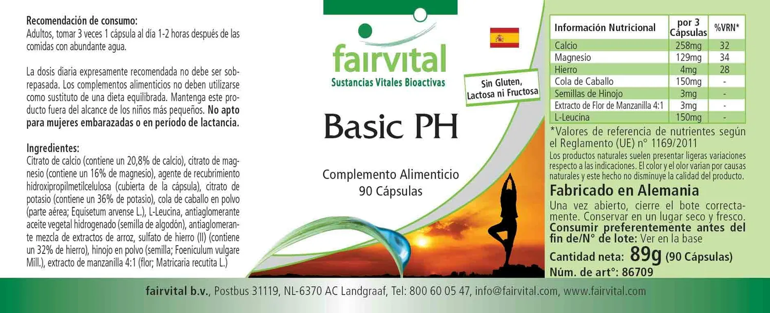 Fairvital Basic PH capsule alcaline 90 pezzi calcio magnesio