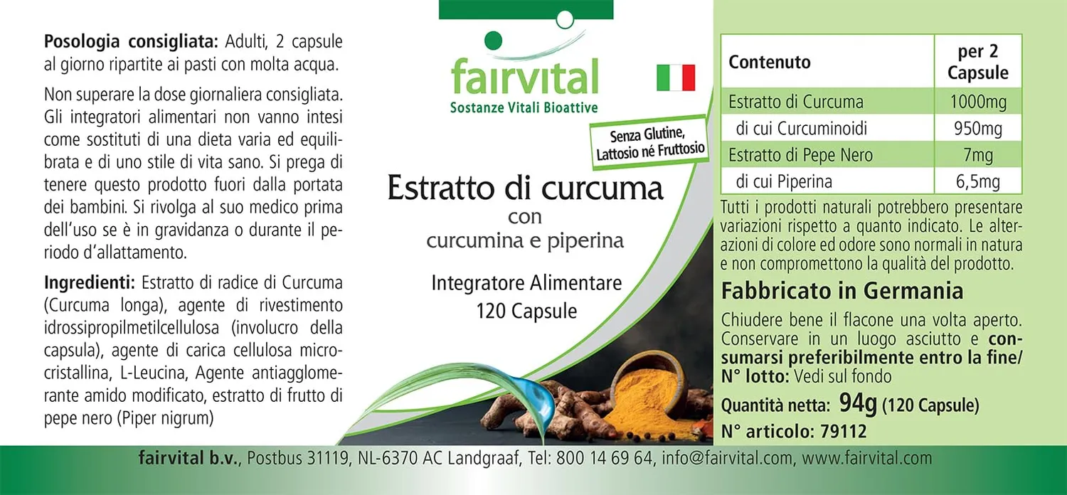 Fairvital Curcuma 500mg 120 capsule curcumina piperina