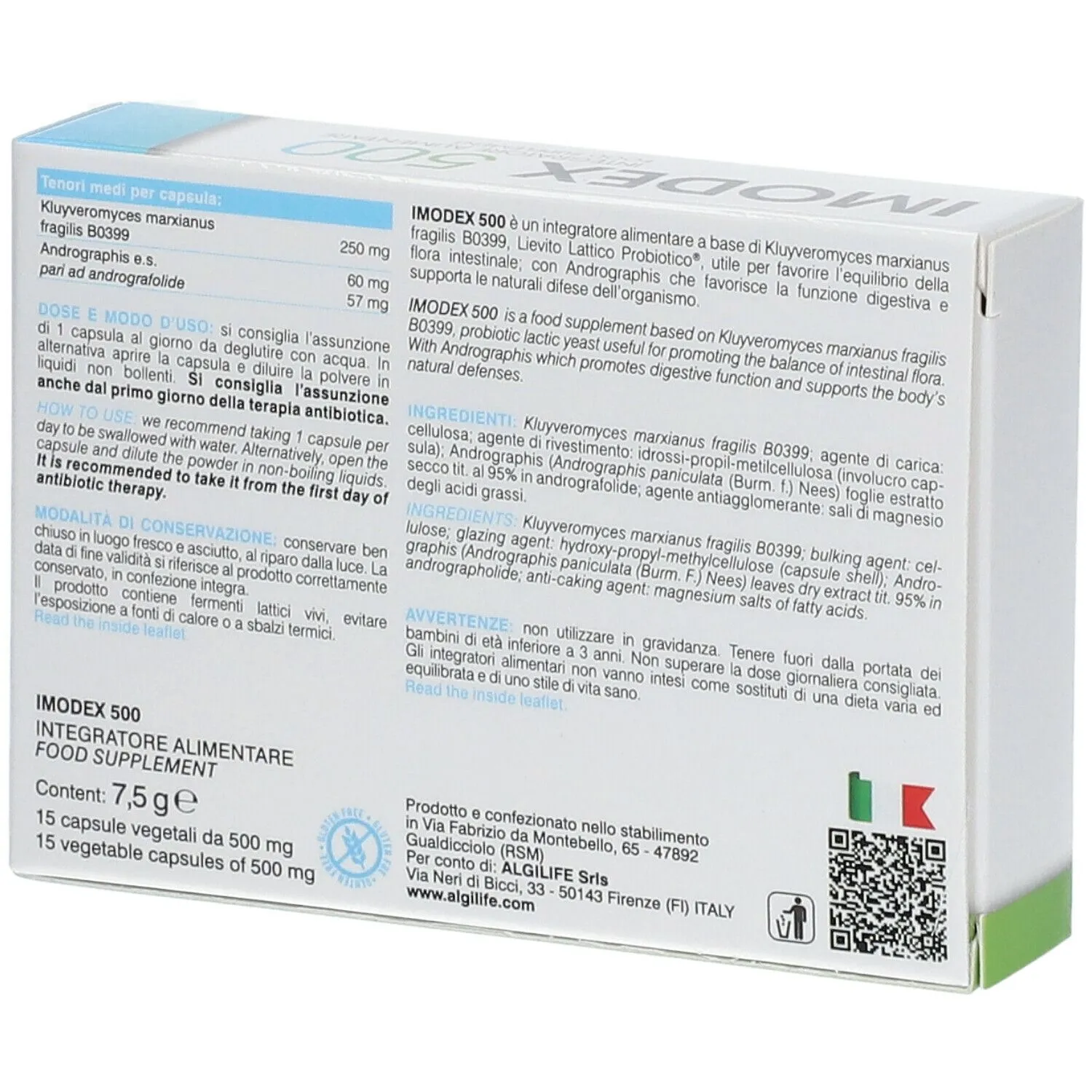 Algilife Imodex 500 capsule lievito kefir andrographis