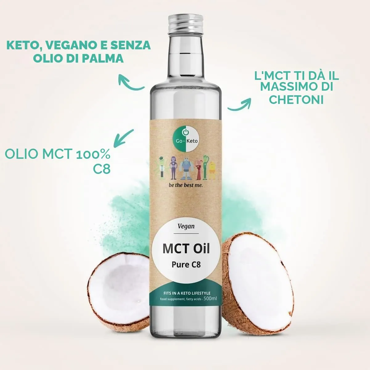 Go-Keto MCT C8 olio cocco 500ml vegano keto