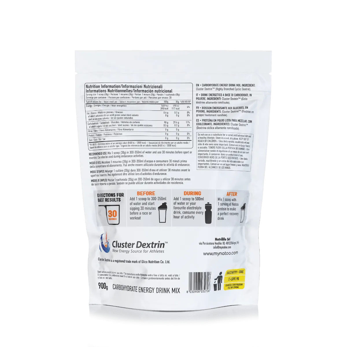 NATOO Performance Cluster Dextrin carboidrati 900g neutro