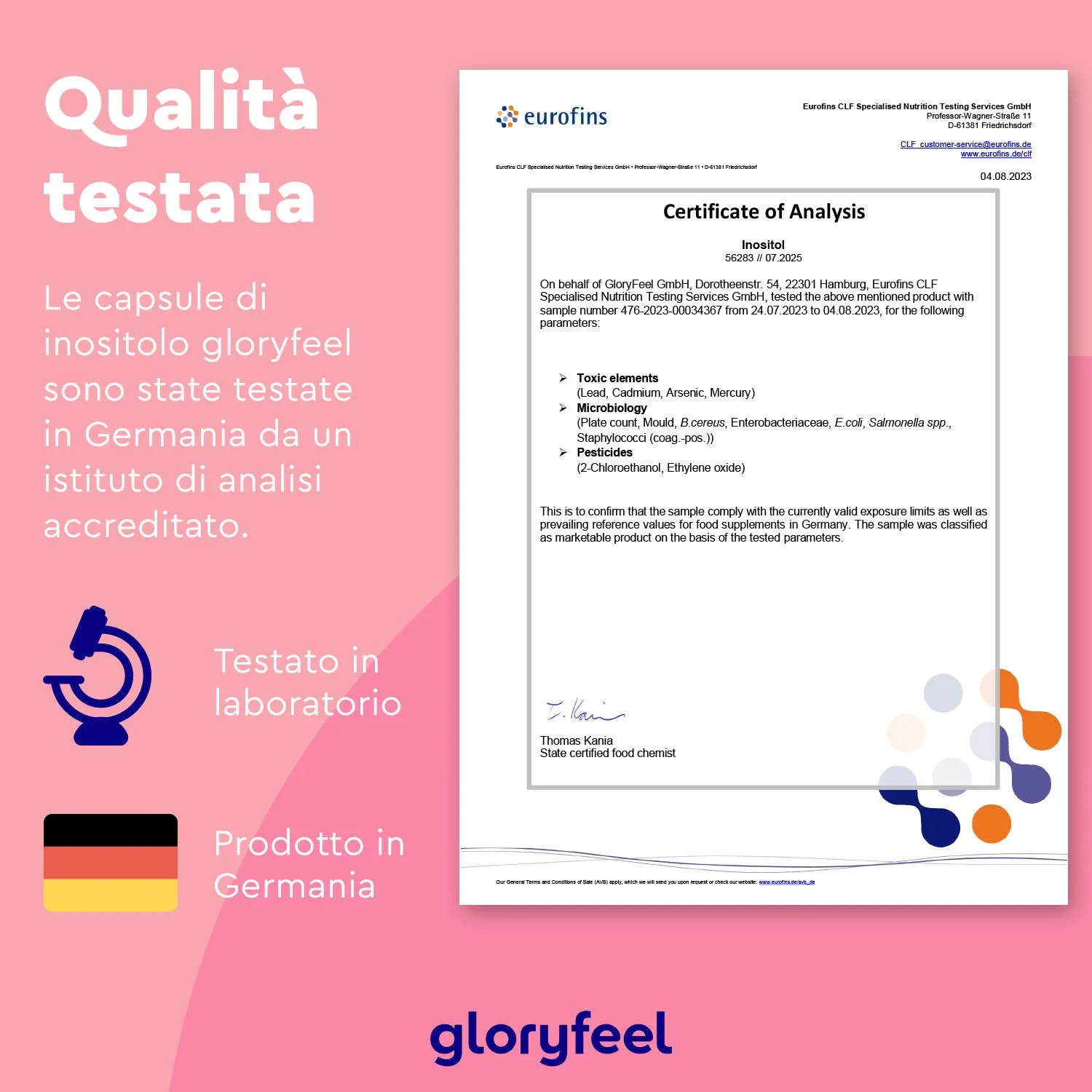 gloryfeel Inositolo polvere con folato e B6