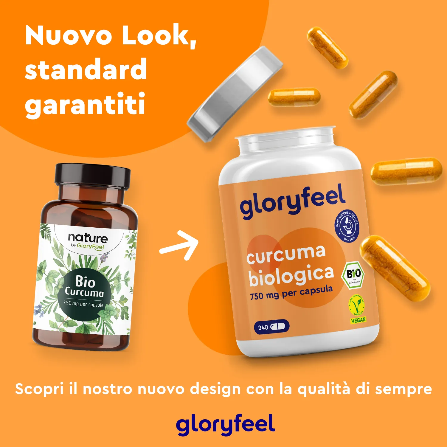 gloryfeel Bio Curcuma capsule 240 pezzi con pepe