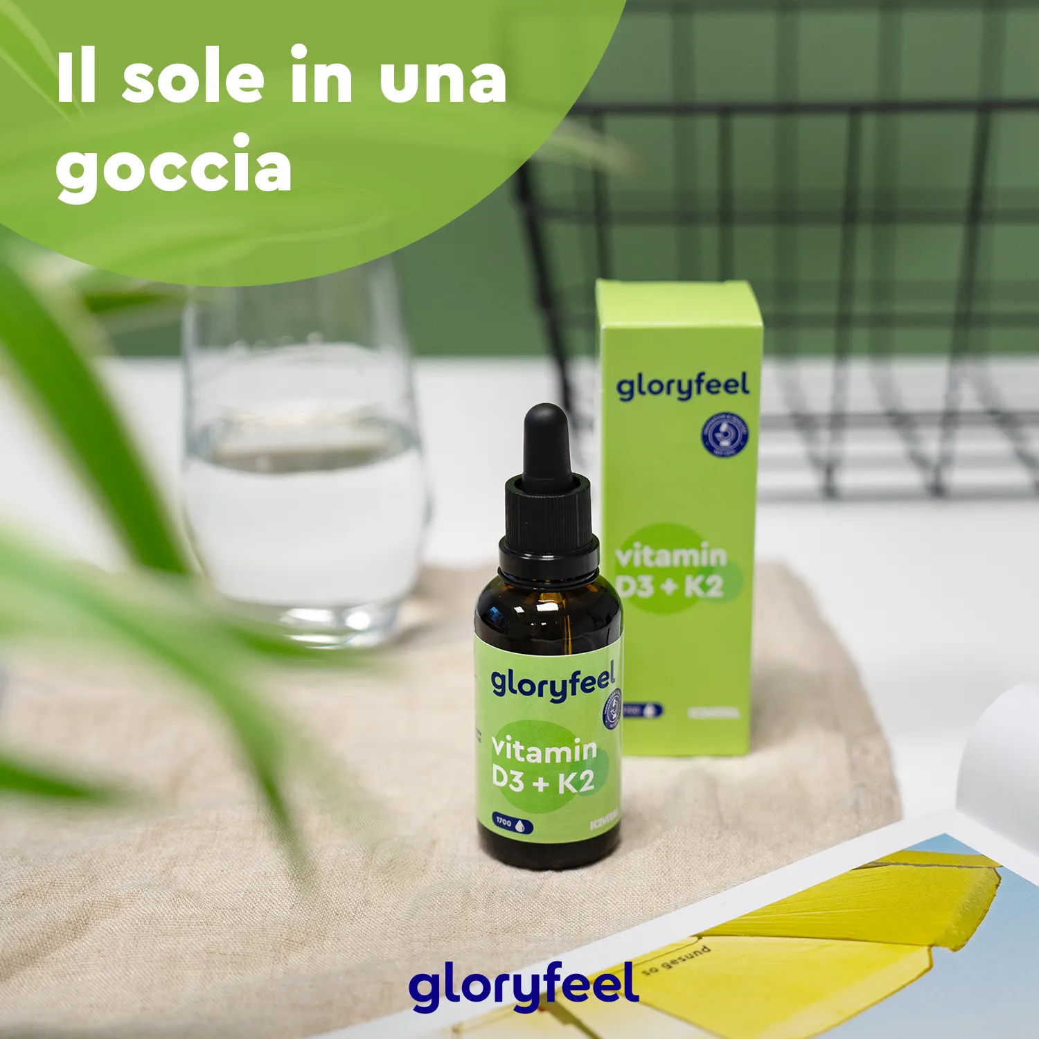 gloryfeel Vitamina D3 K2 gocce vegetariane K2VITAL ossa immunita